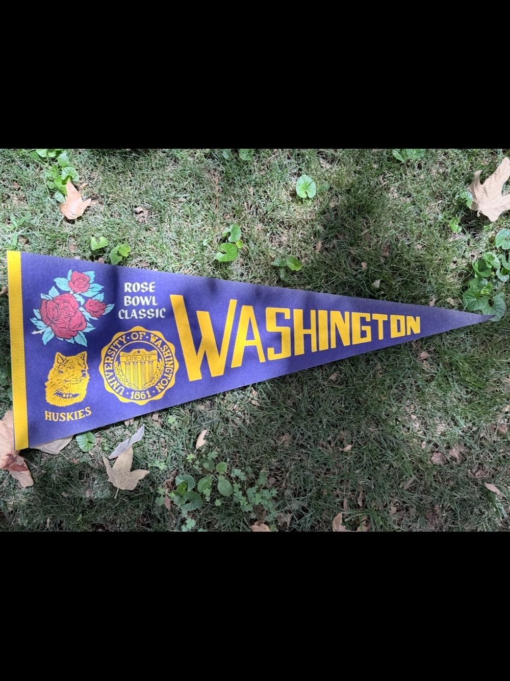 Vintage University of Washington Huskies Rose Bowl Classic Pennant